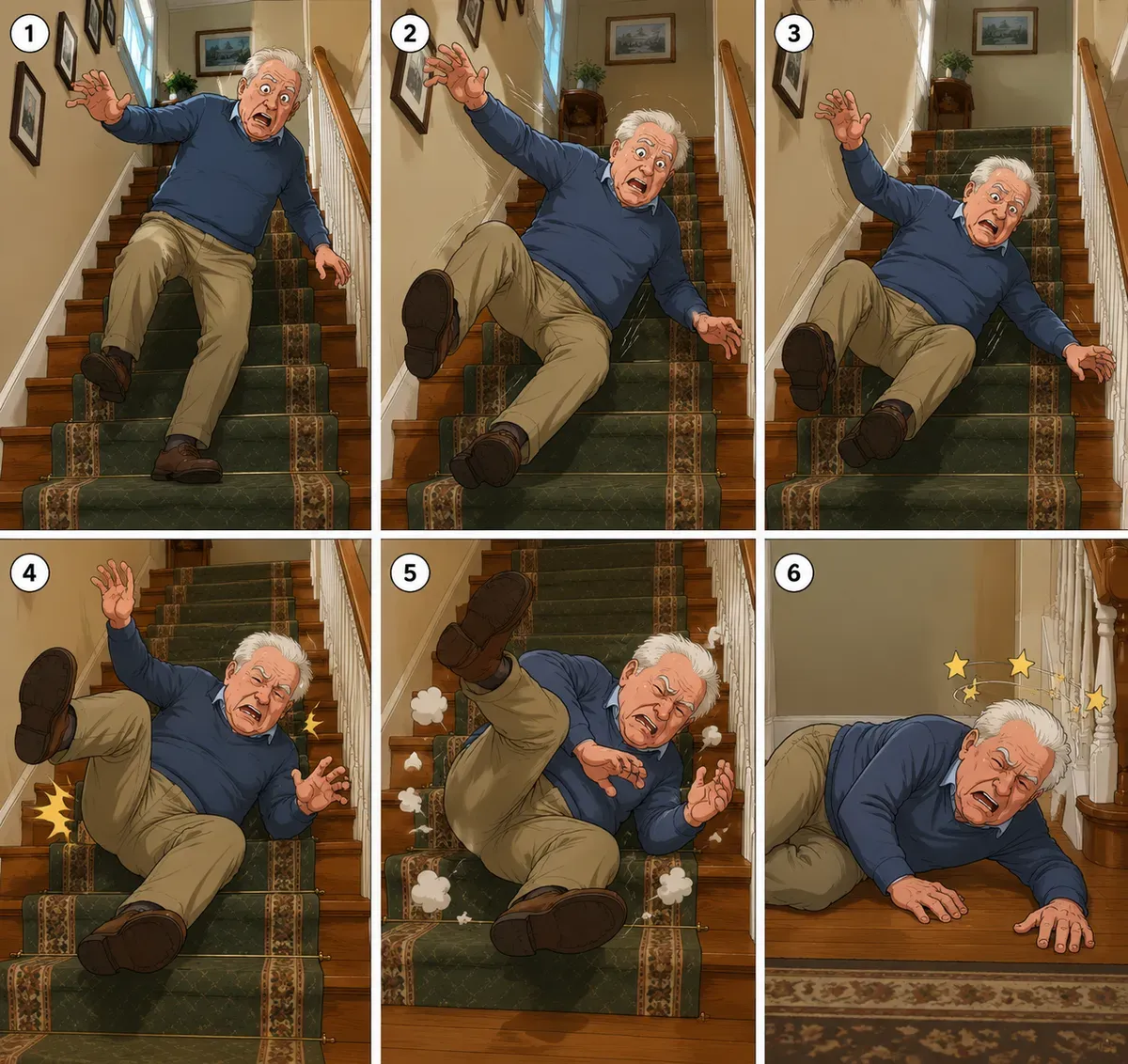 Man falling down the stairs