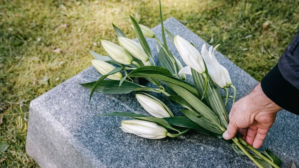 Personalised memorial items displayed at a celebration of life
