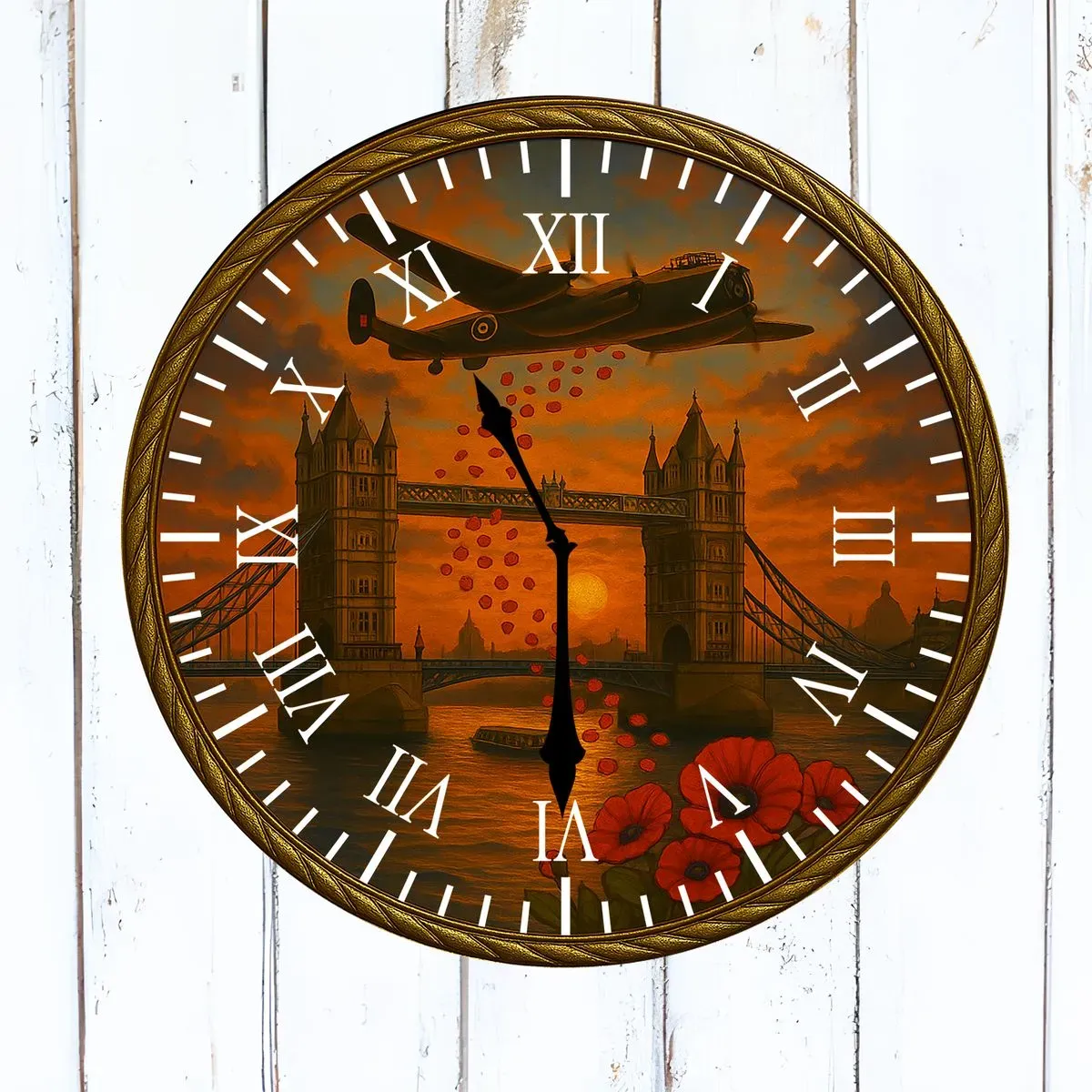 Lancaster dropping poppies at Sunset Clock MU collection background image