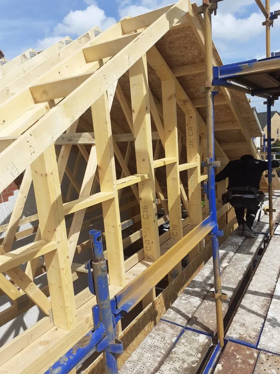 Roof construction of the double storey extension in Glasgow