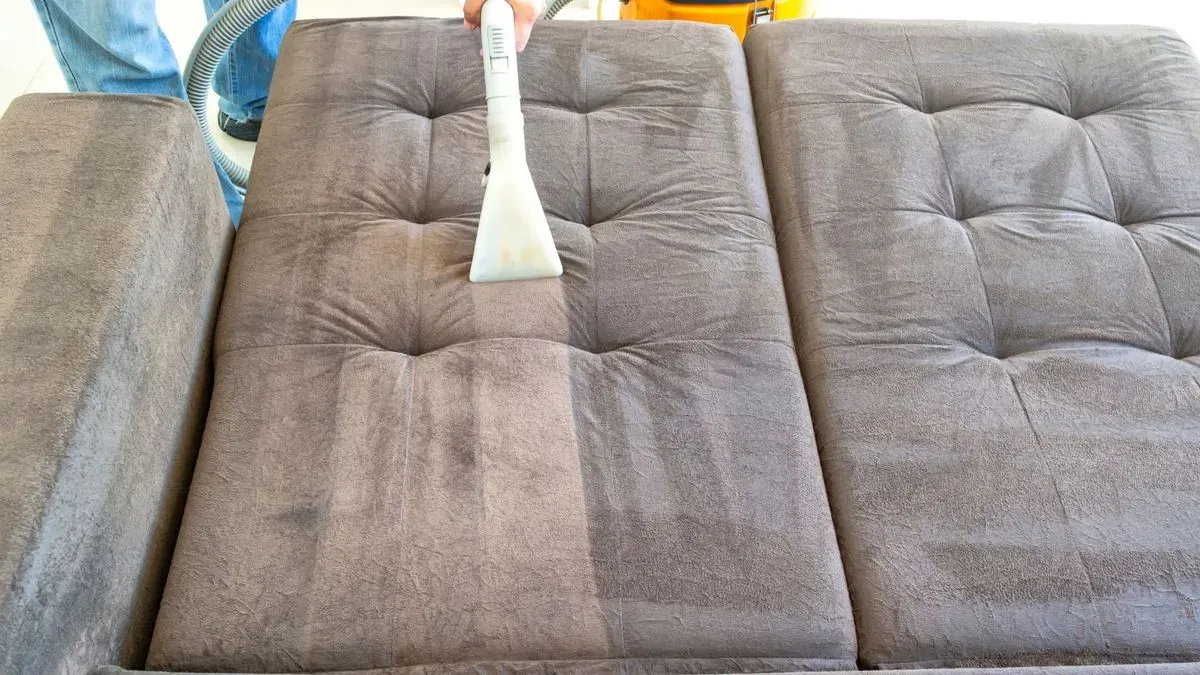 Cleaning team focused on carpets in Bathford property