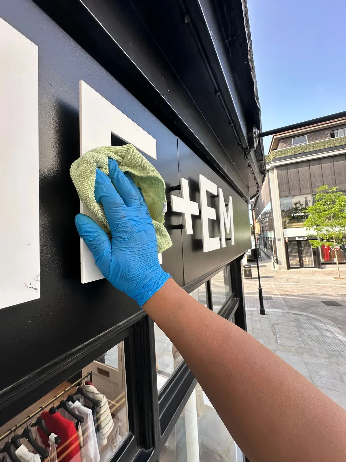 Shiny Maintenance Ltd team cleaning high-rise windows in Mayfair