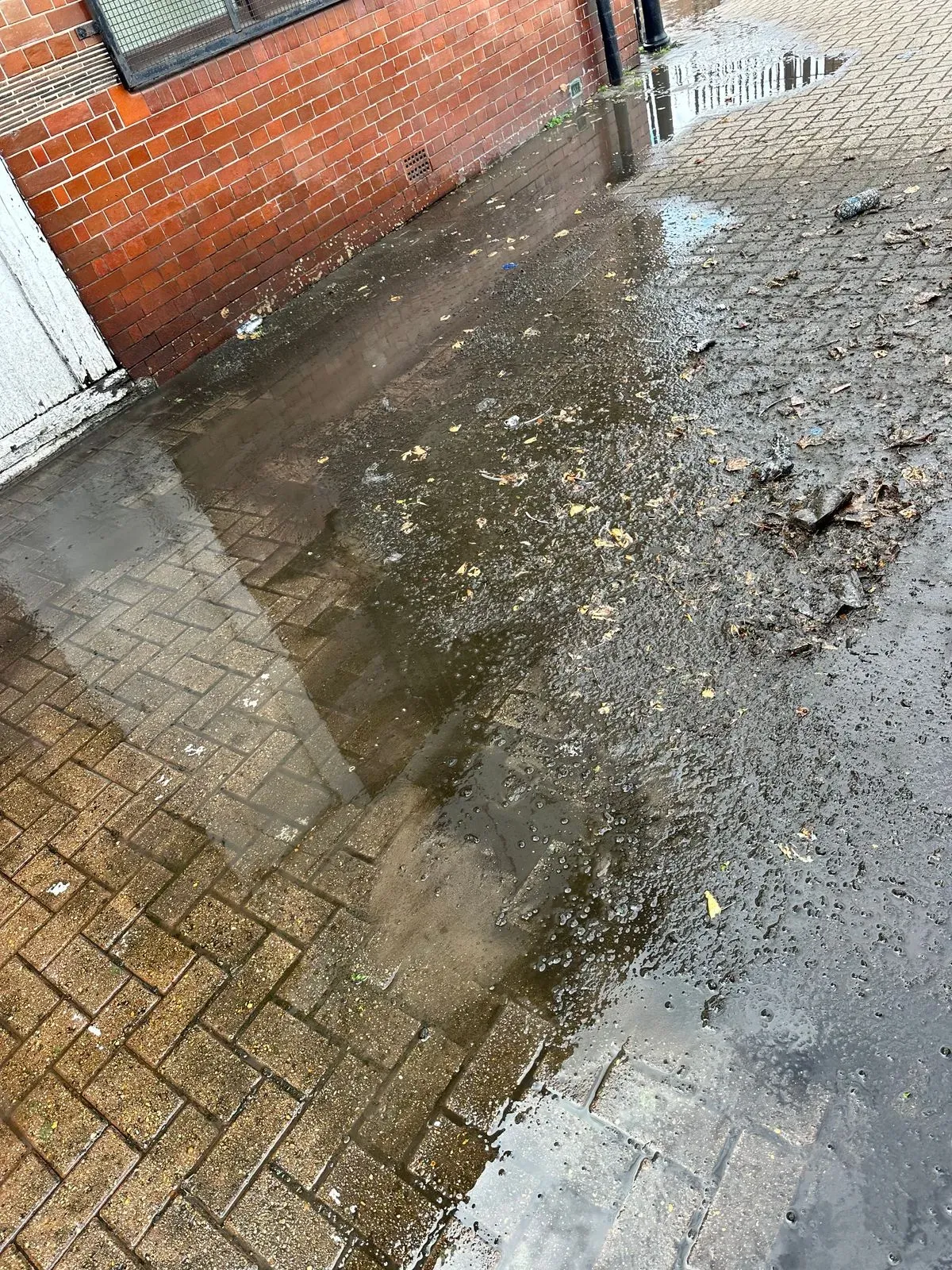 Jet washing stone surface in Mayfair property