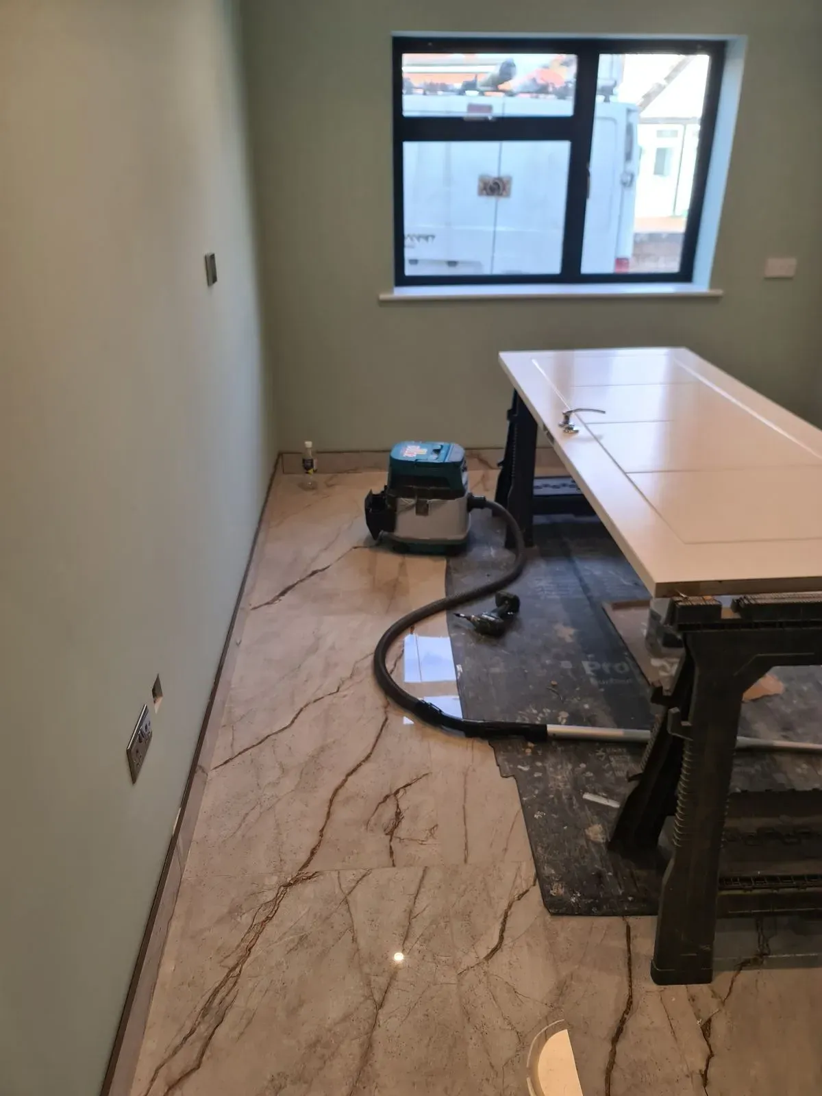 Wooden staircase restoration in progress