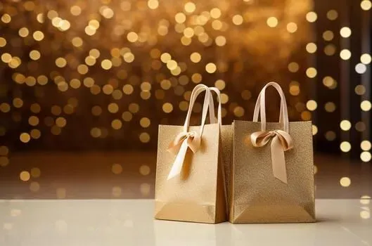 gift-box-with-gold-bow-on-bokeh-lights-background-ai-generated-photo collection background image