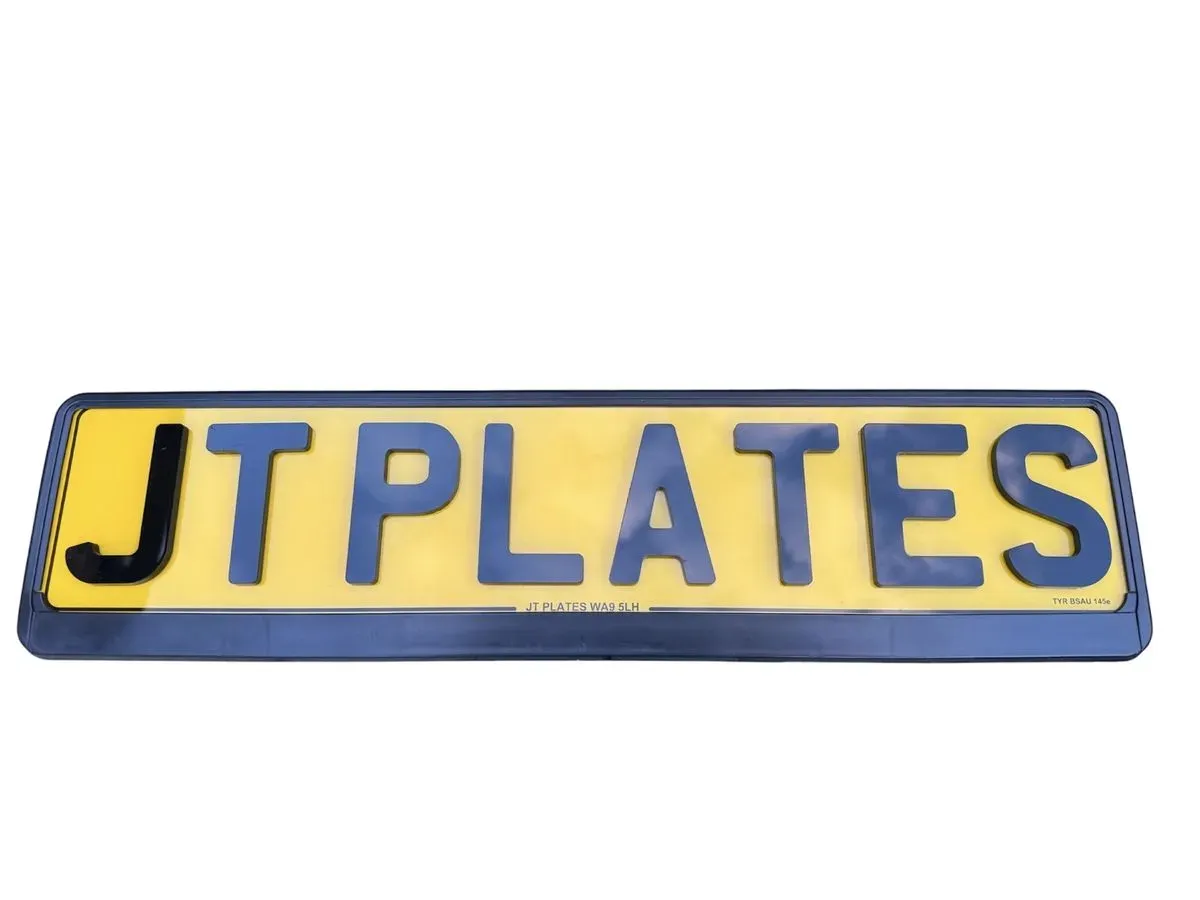 Close-up of a raised 4D number plate on a car in Liverpool