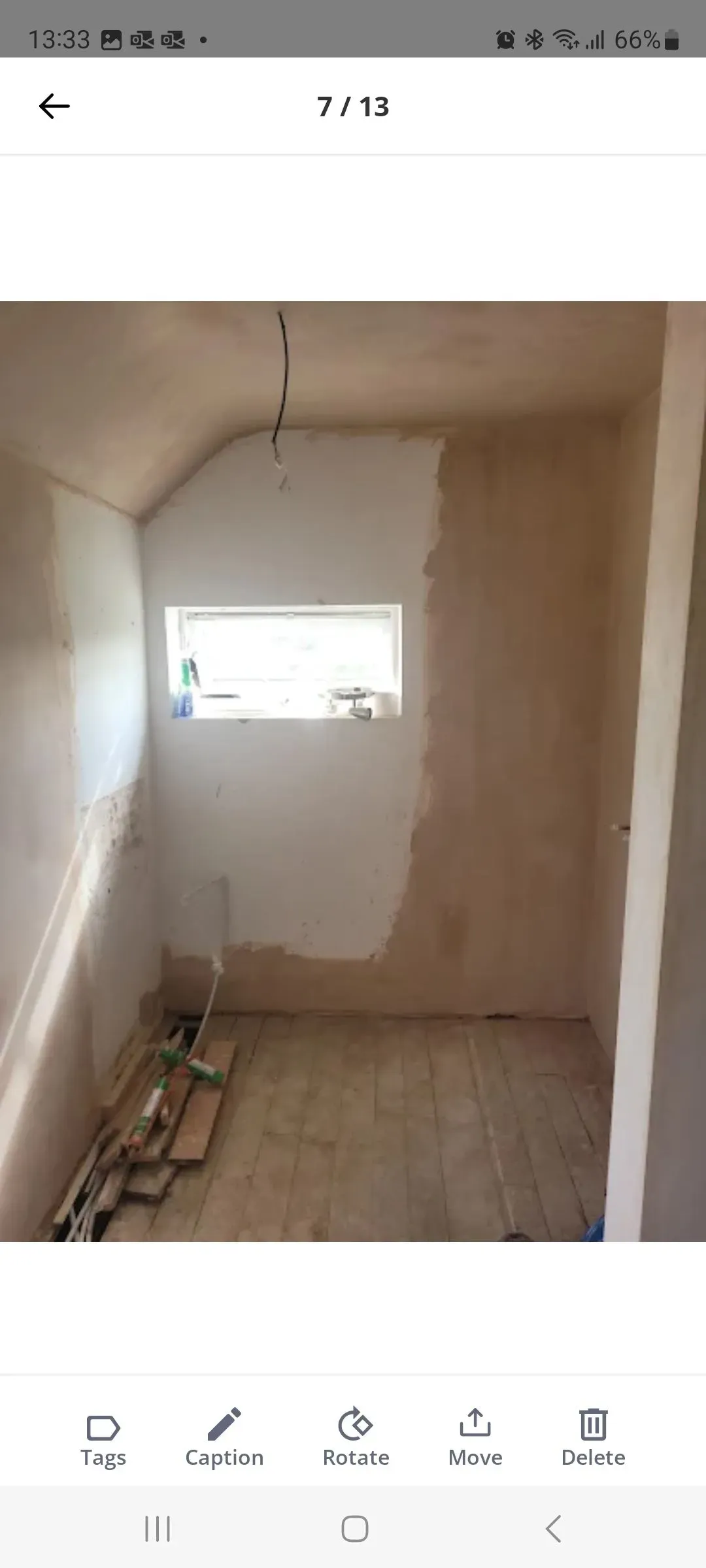 Plastered wall, ready for tiling
