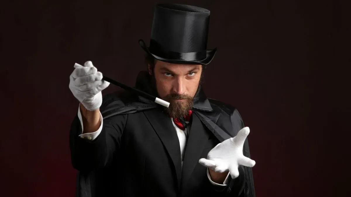Close-up magic tricks being performed at a local fair