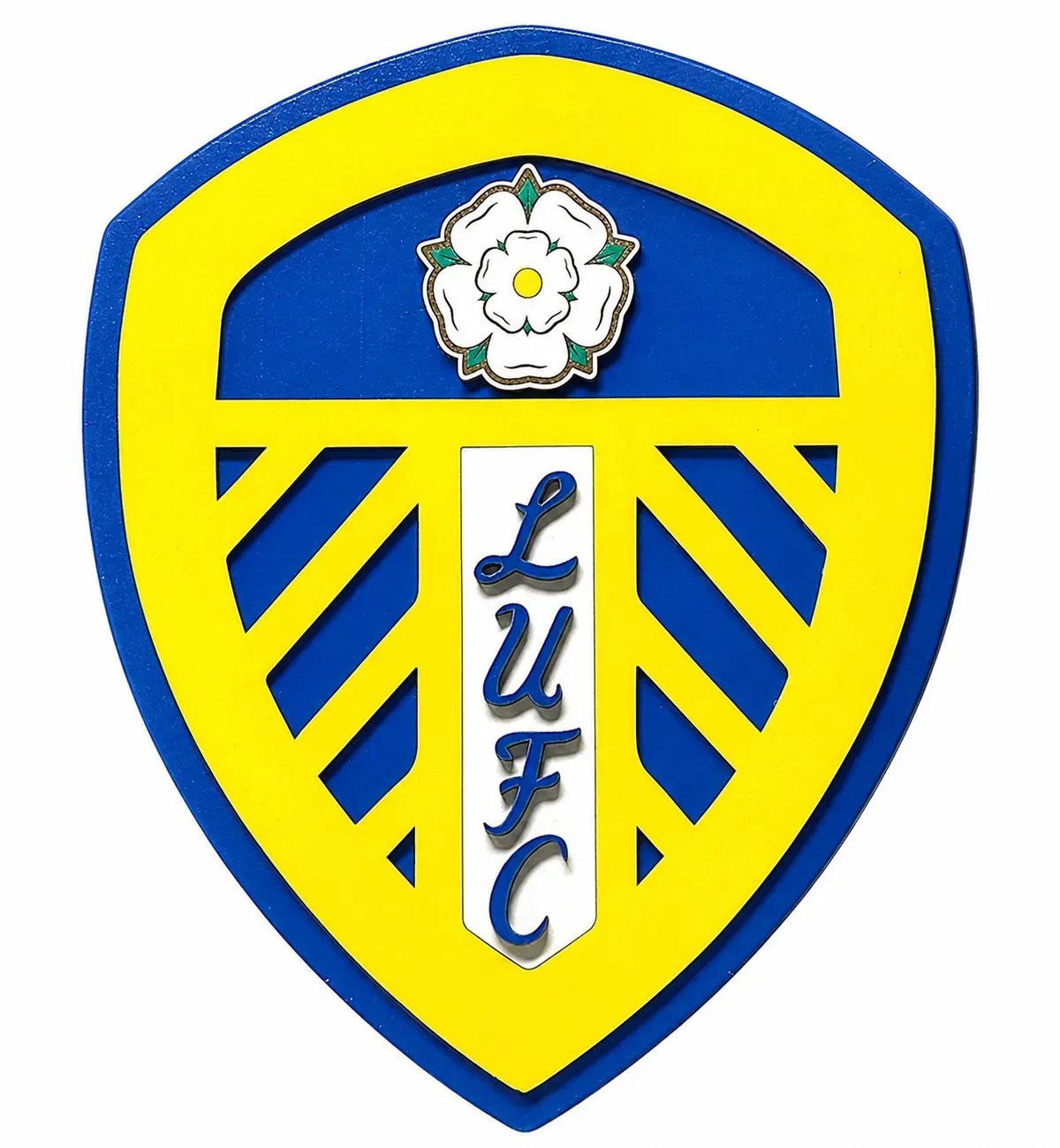 Leeds United Inspired Football Wall Plaque Handmade Layered Wooden Fan Wall Art (10" x 8") thumbnail