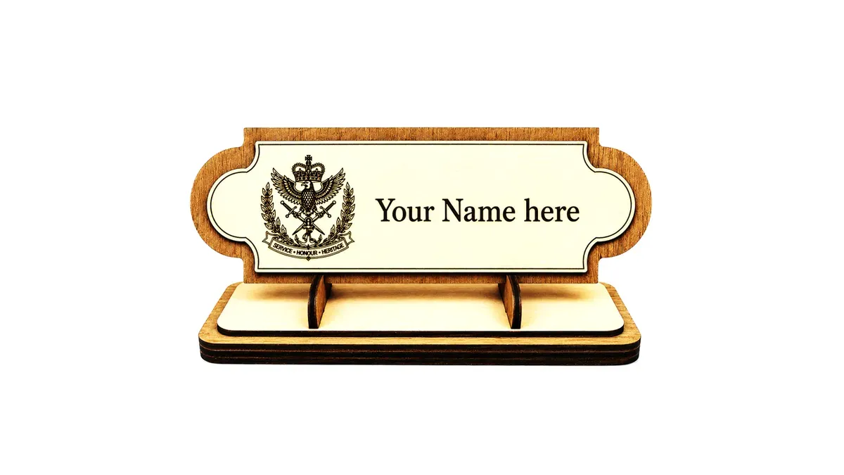 Personalised British Military Heritage Wooden Desk Name Stand – Heritage Collection thumbnail