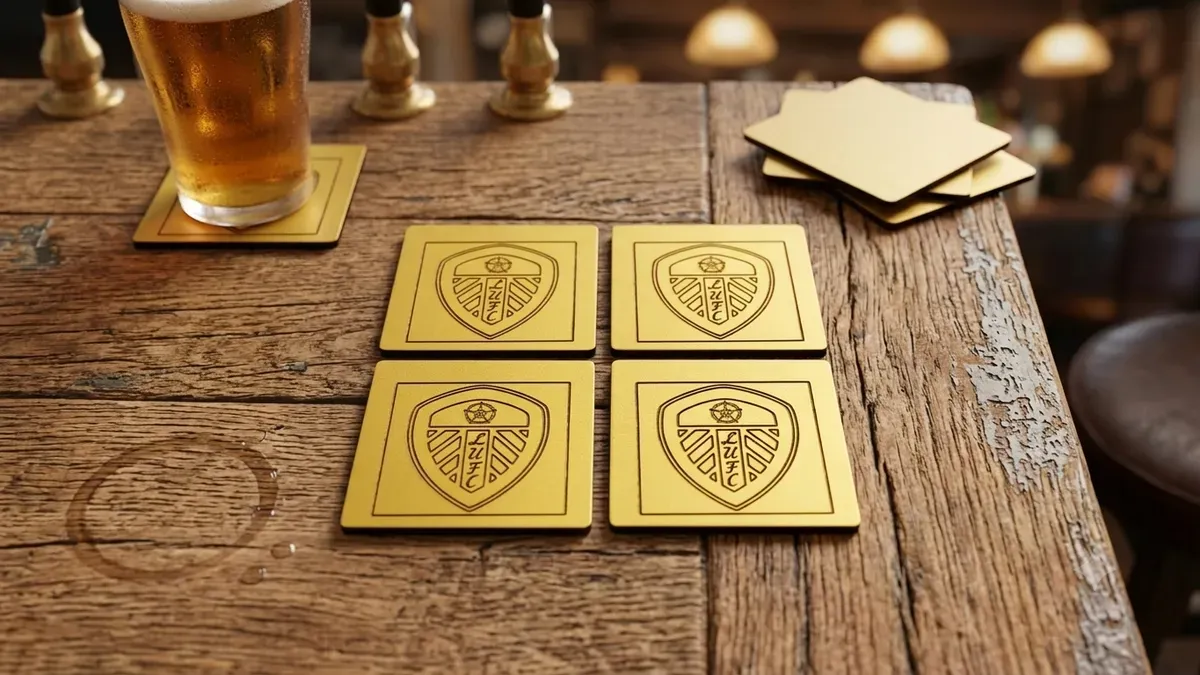Leeds United Inspired Wooden Coaster Set Handmade Football Fan Drinks Coasters (Set of 4) thumbnail