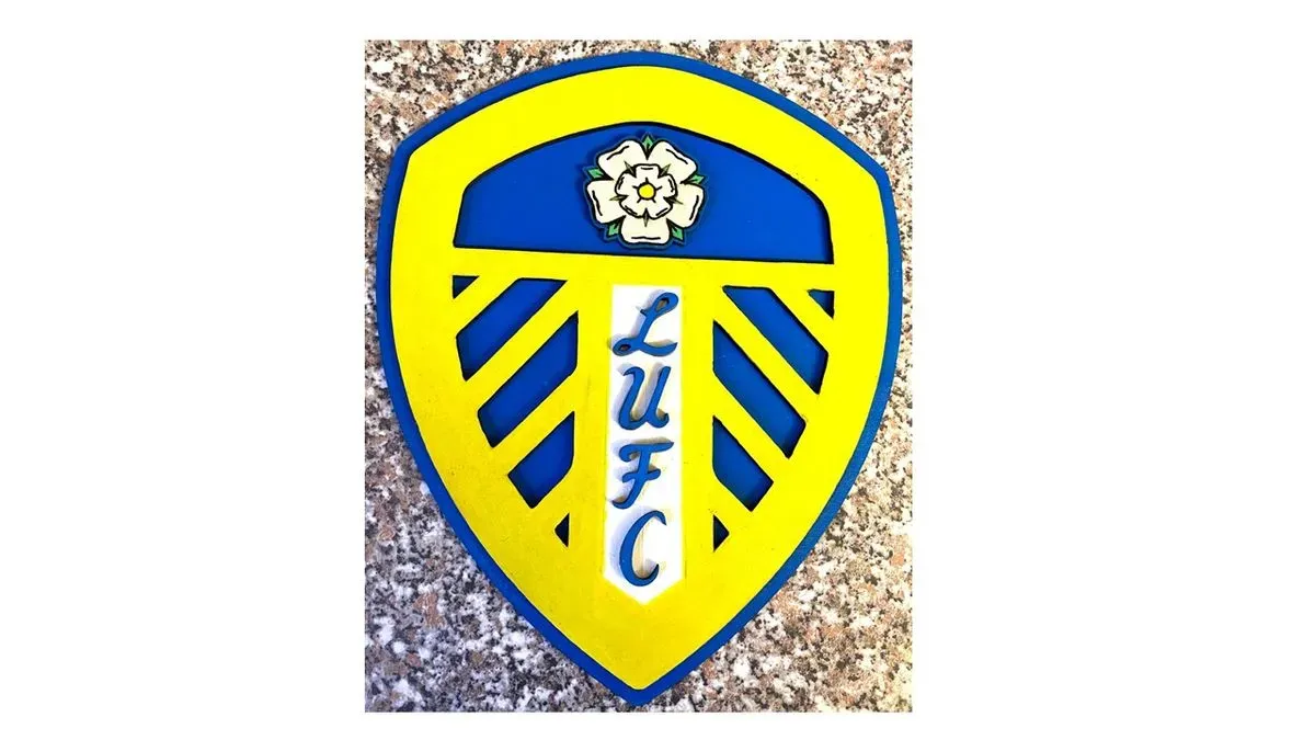 Leeds United Inspired Football Wall Plaque Handmade Layered Wooden Fan Wall Art (10" x 8") thumbnail