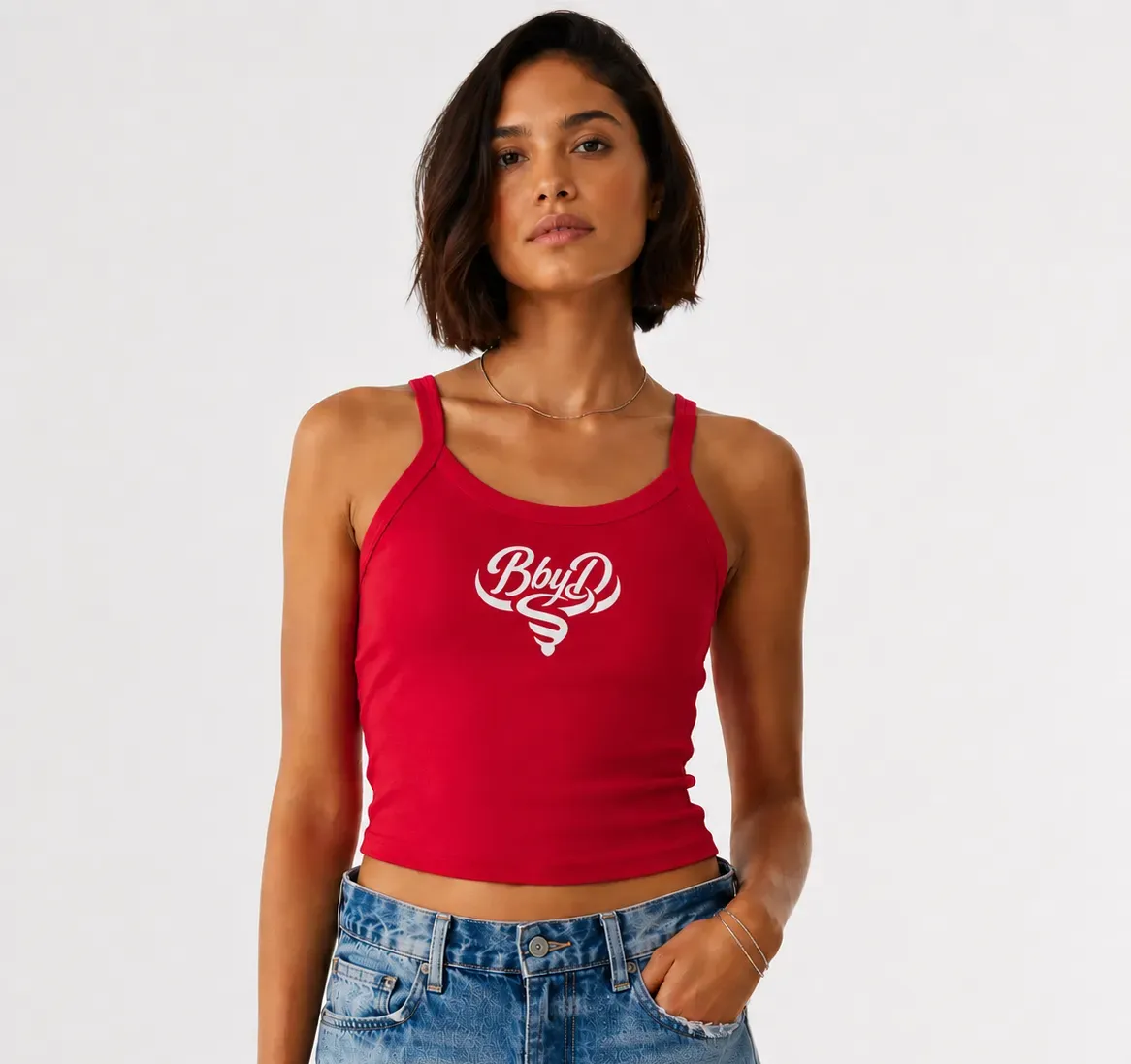 8218045935502-2xc8u83q6gvpi9l1zqedcq-BbyD-Ribbed-StringCrop-Top-Red-Front thumbnail image
