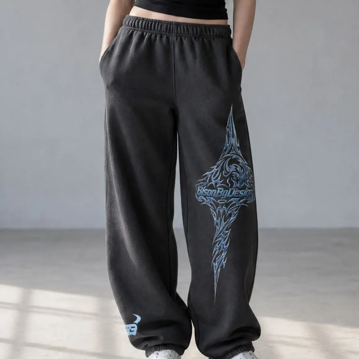 8219172000807-6s0owc40505gfuavsjgkwo-Y2K-Acid-Wash-Magnet-SweatPants-Tribal-BisonByDesign-Leg-Front--Virtual-Model---2- thumbnail image