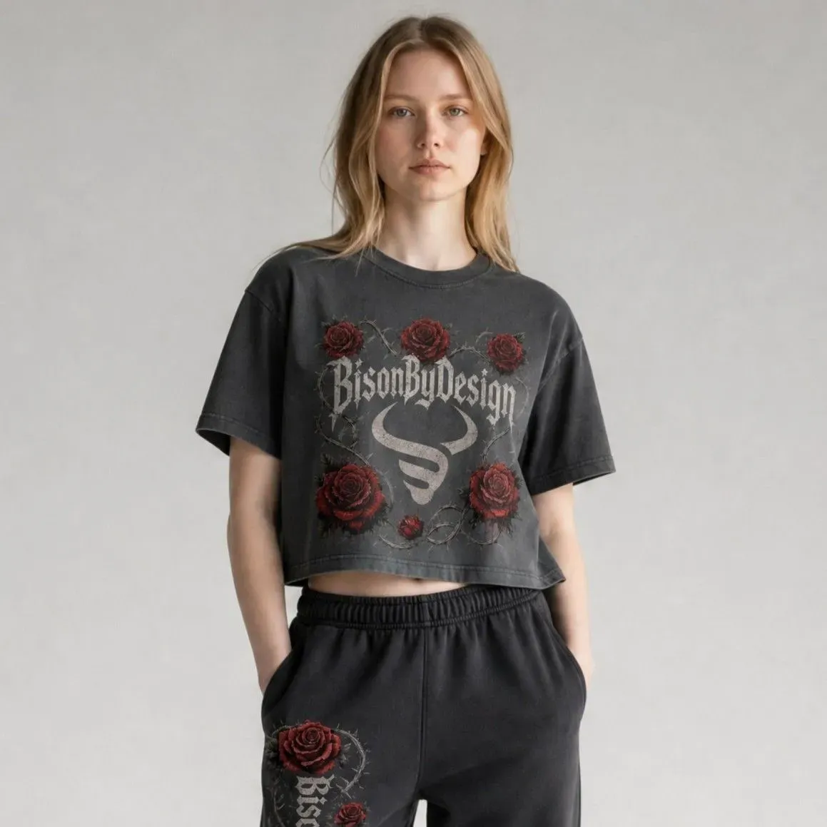 8219175195993-colhyoaj21hfxvm1yhshy8-Y2K-Acid-Wash-Grey-Roses-BisonByDesign-Crop-Tee-Front--Virtual-Model- thumbnail image