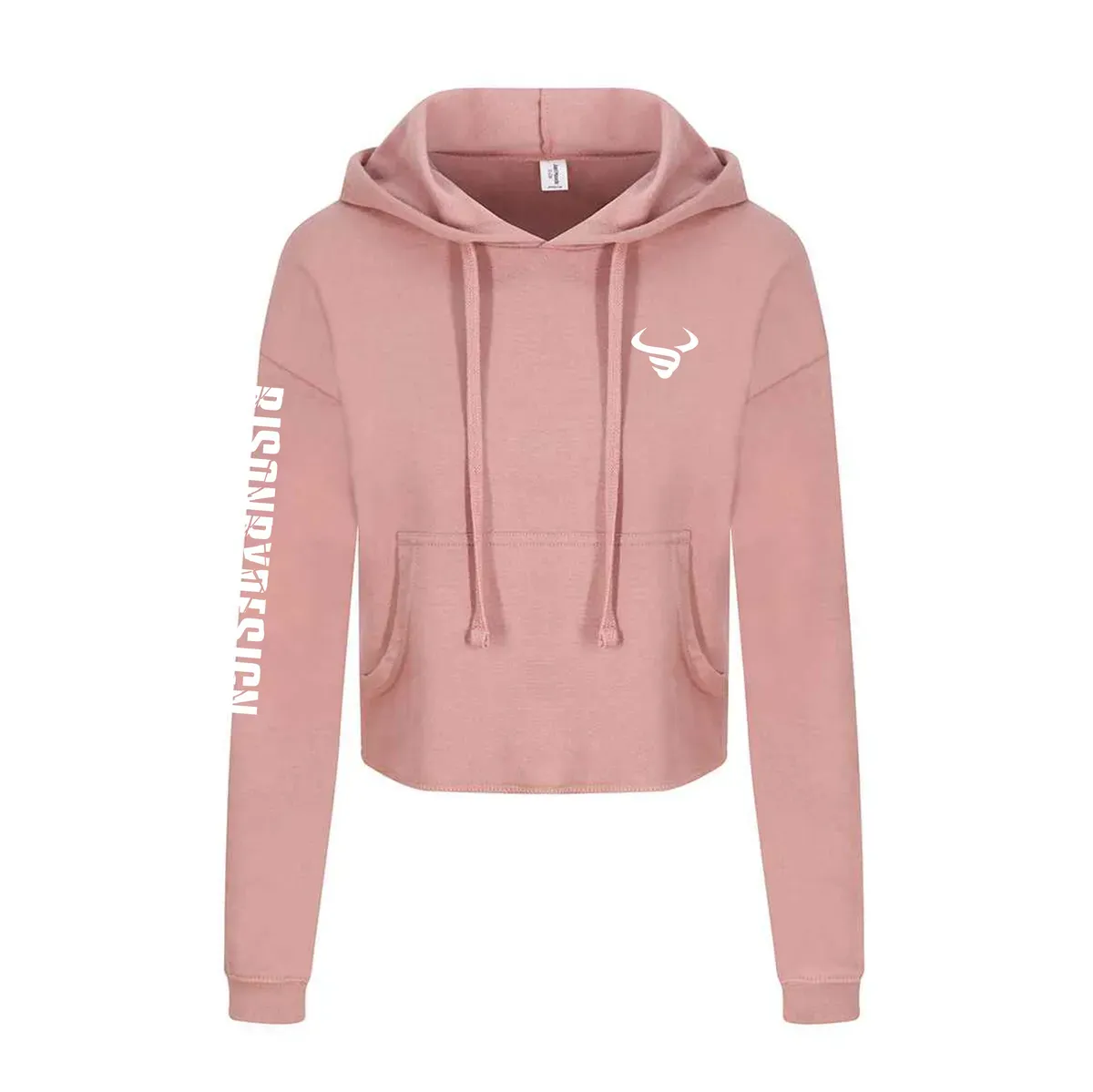 BisonByDesign Ladies Crop Hoodie Dusky Pink thumbnail image