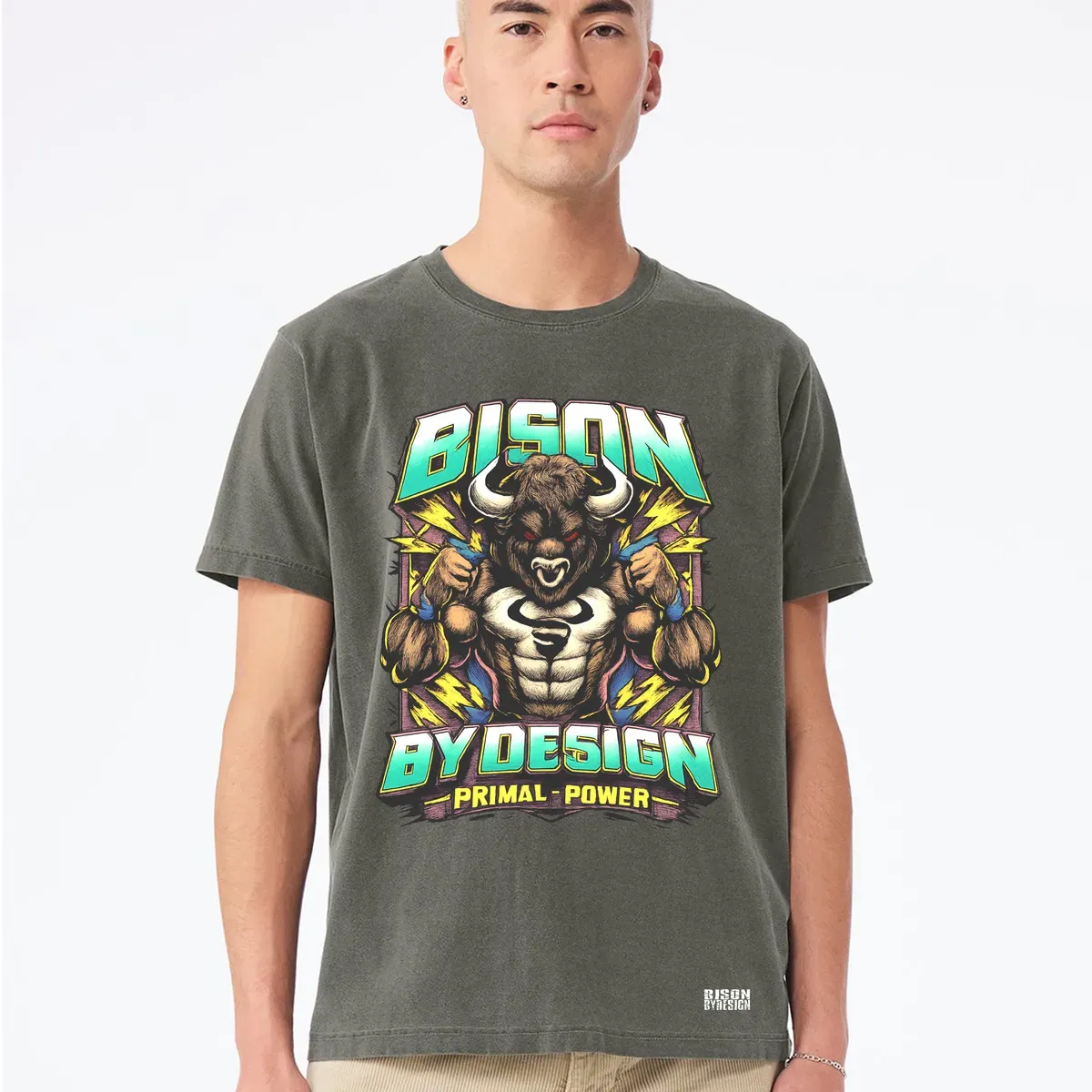 Charcoal Vintage Primal Power T-Shirt - Model thumbnail image