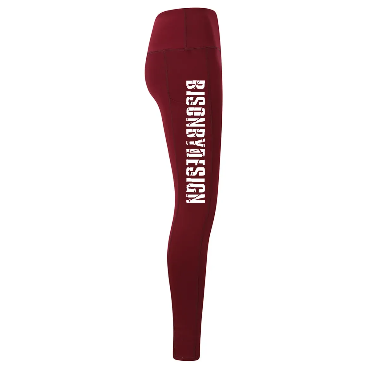 Ladies Tombo Leggings Right Side Graphic - Burgundy thumbnail image
