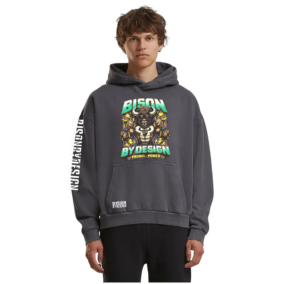 Primal Power Vintage Hoodie Magnet Grey Front thumbnail image
