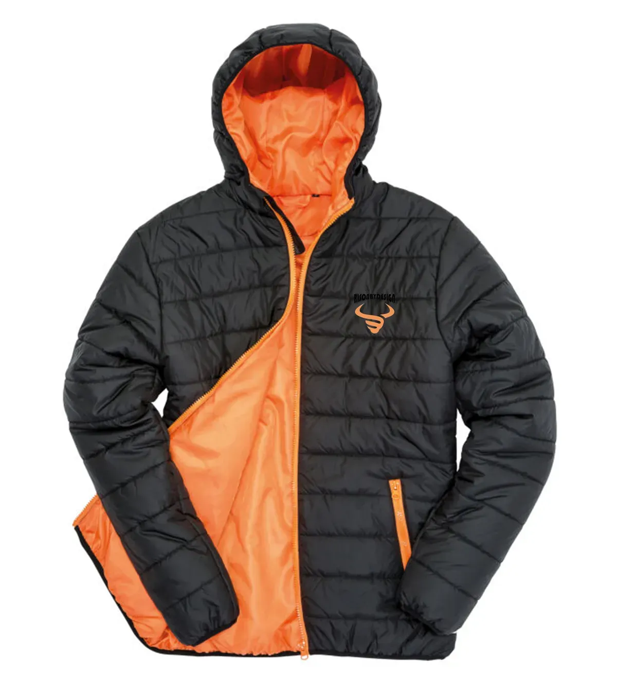 Result Men's Soft Padded Jacket - Black and Orange thumbnail image