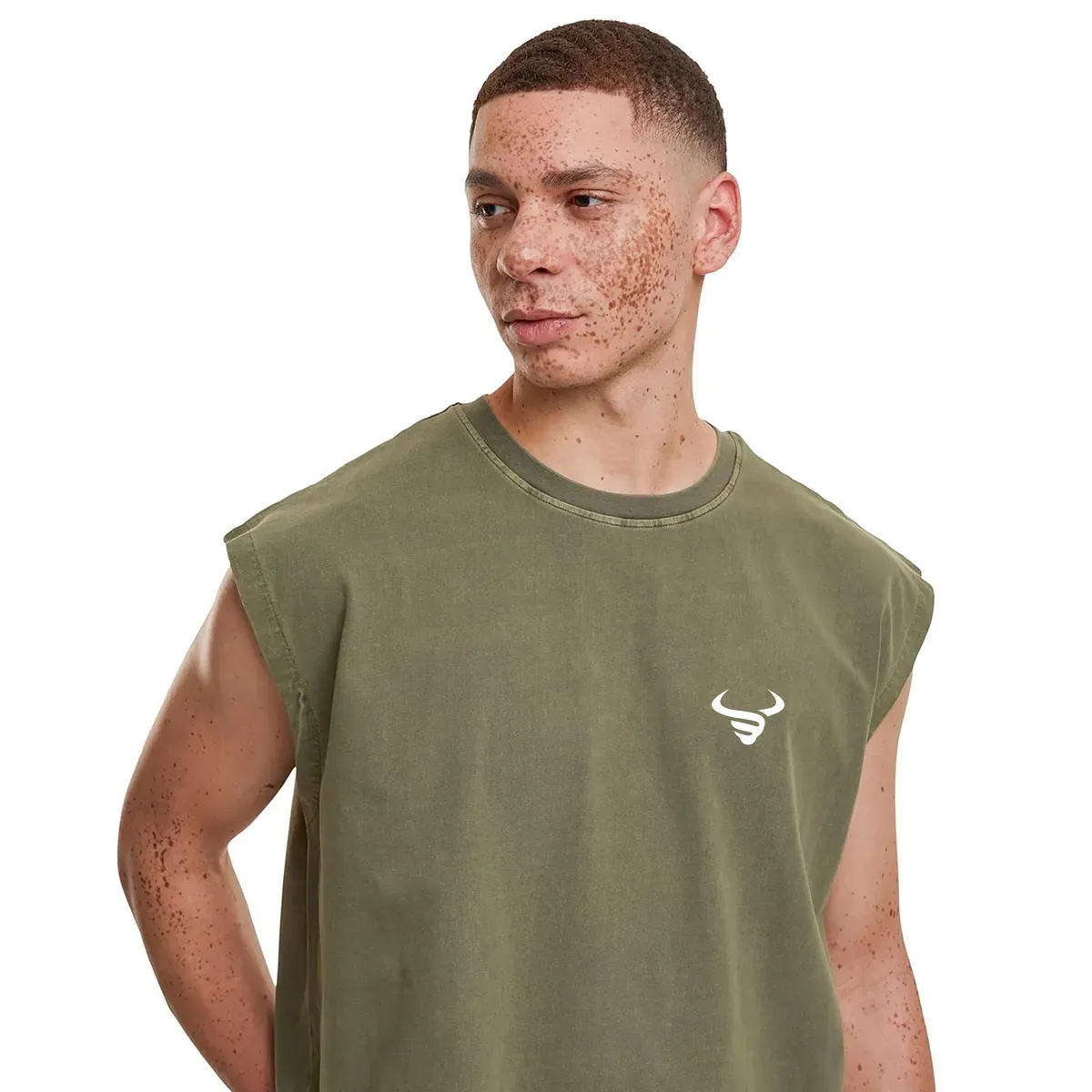 Vintage Sleeveless Tee Kharki Model thumbnail image