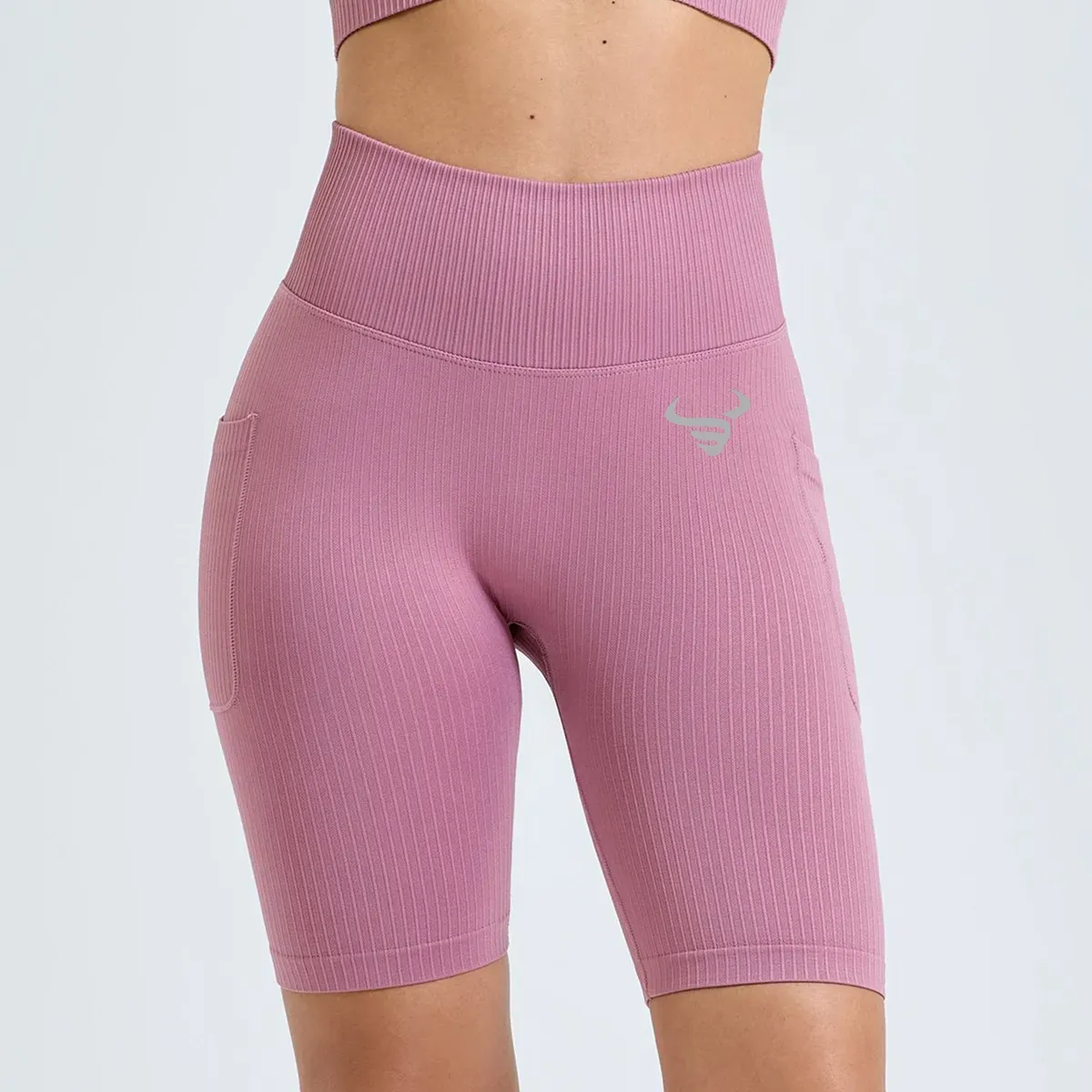 Womens Ribbed 3D Gym Shorts model thumbnail image