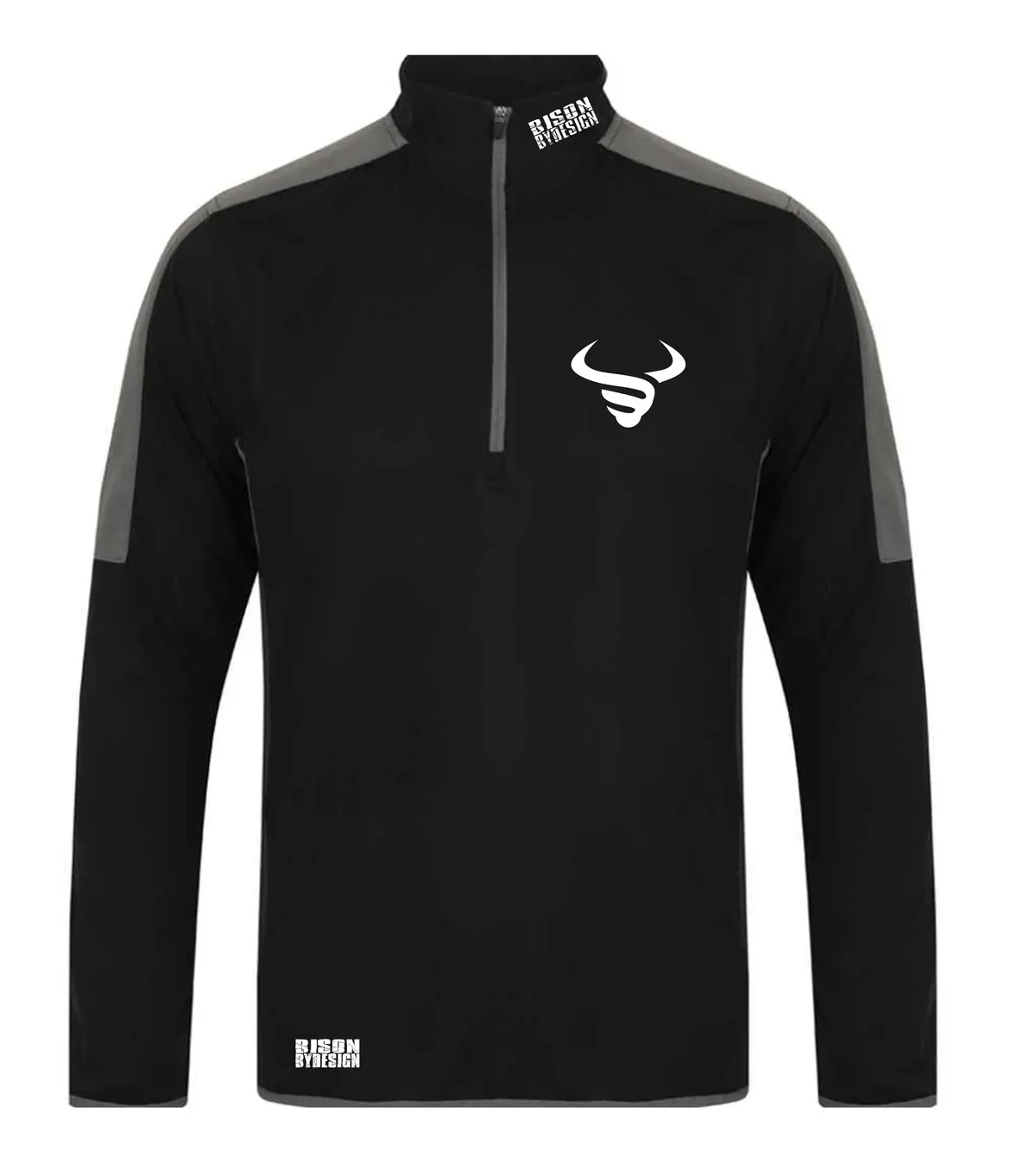 bbd Contrast Zip Neck Midlayer Top black and Grey front thumbnail image