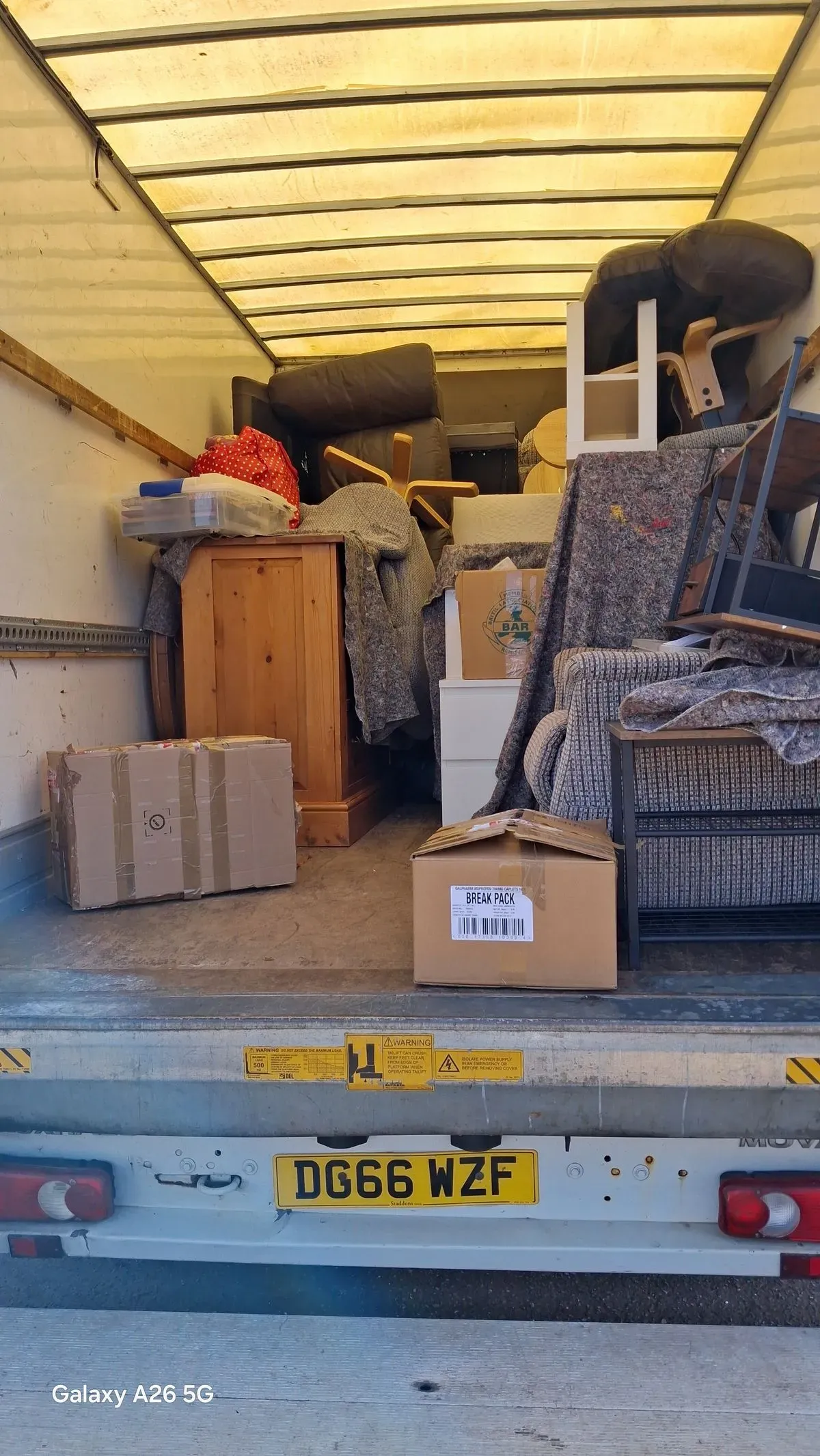 Inside a well-organised removals van ready for transport in Exmouth.