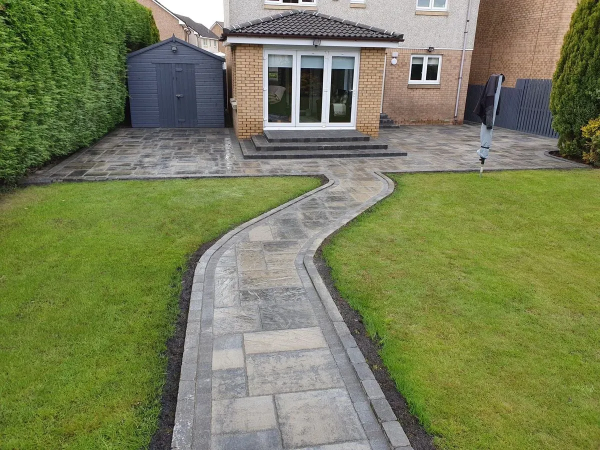 Patio and pathway landscaping image background image