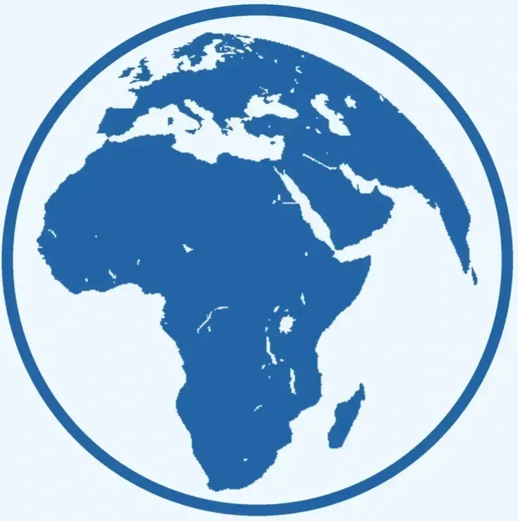 Globe showing Europe and Africa representing international reach