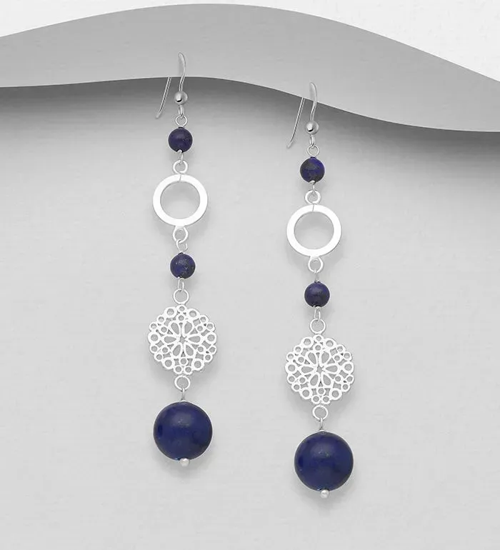 Blue flower circle beaded thumbnail image