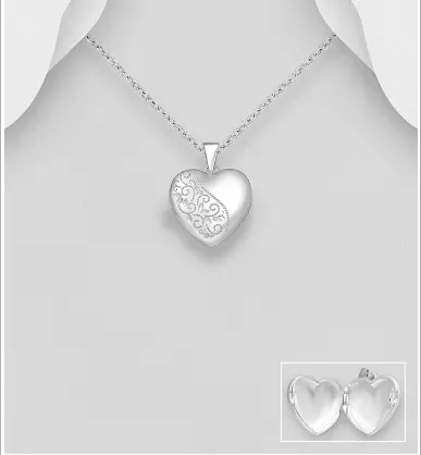 Flower engraved Locket open thumbnail image