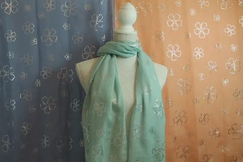 Flowers Scarf KSM2330 - GREEN thumbnail image