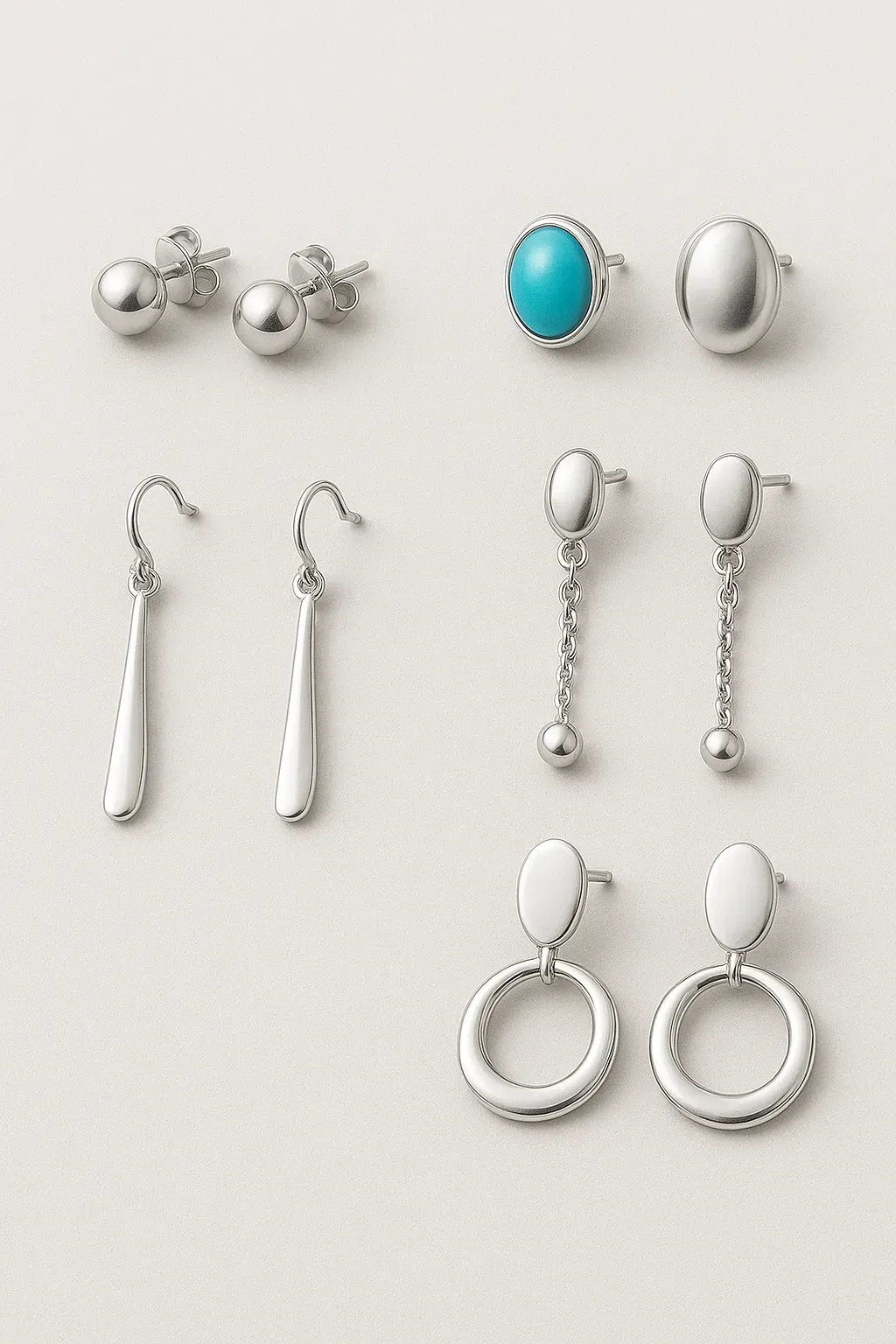 Silver Earring Collection on Gray Background collection background image