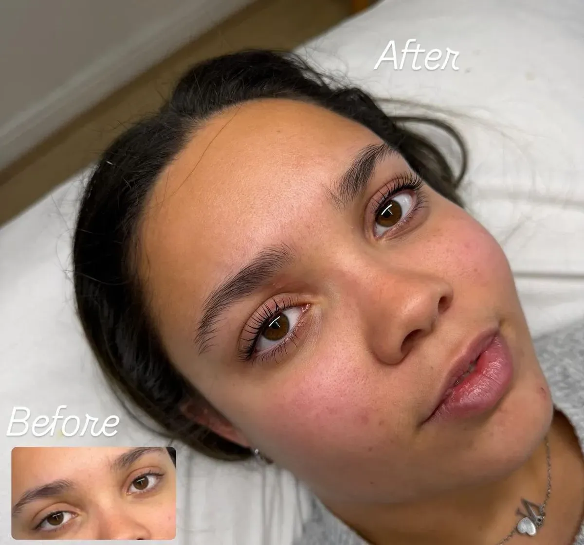 Expert technician performing brow lamination