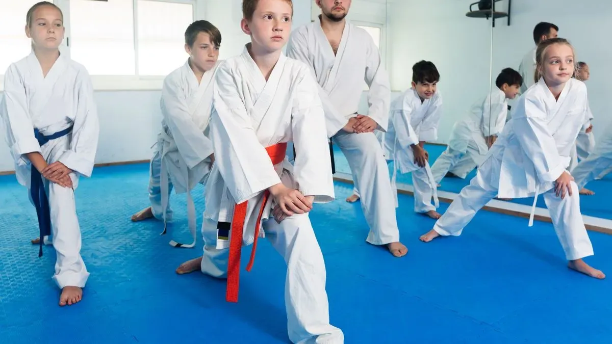 Karate instruction for children at Stanwell dojo