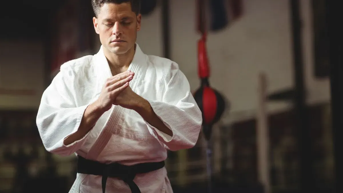 Karate participants sparring during a class in Stanwell