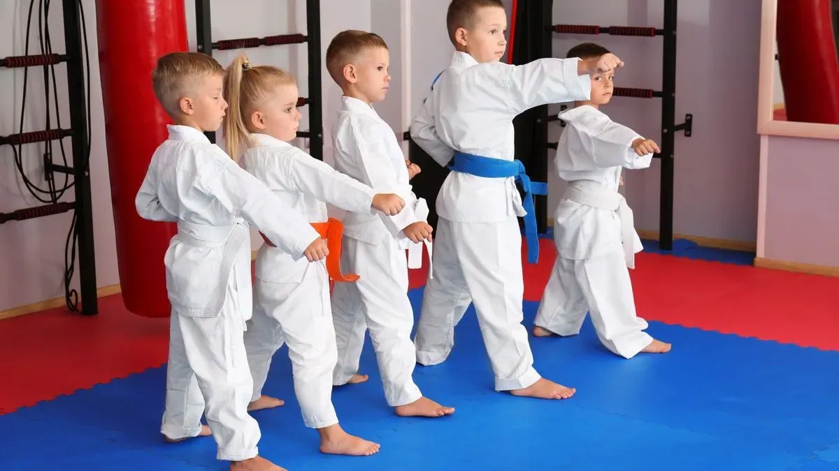 Stanwell karate students practicing their skills