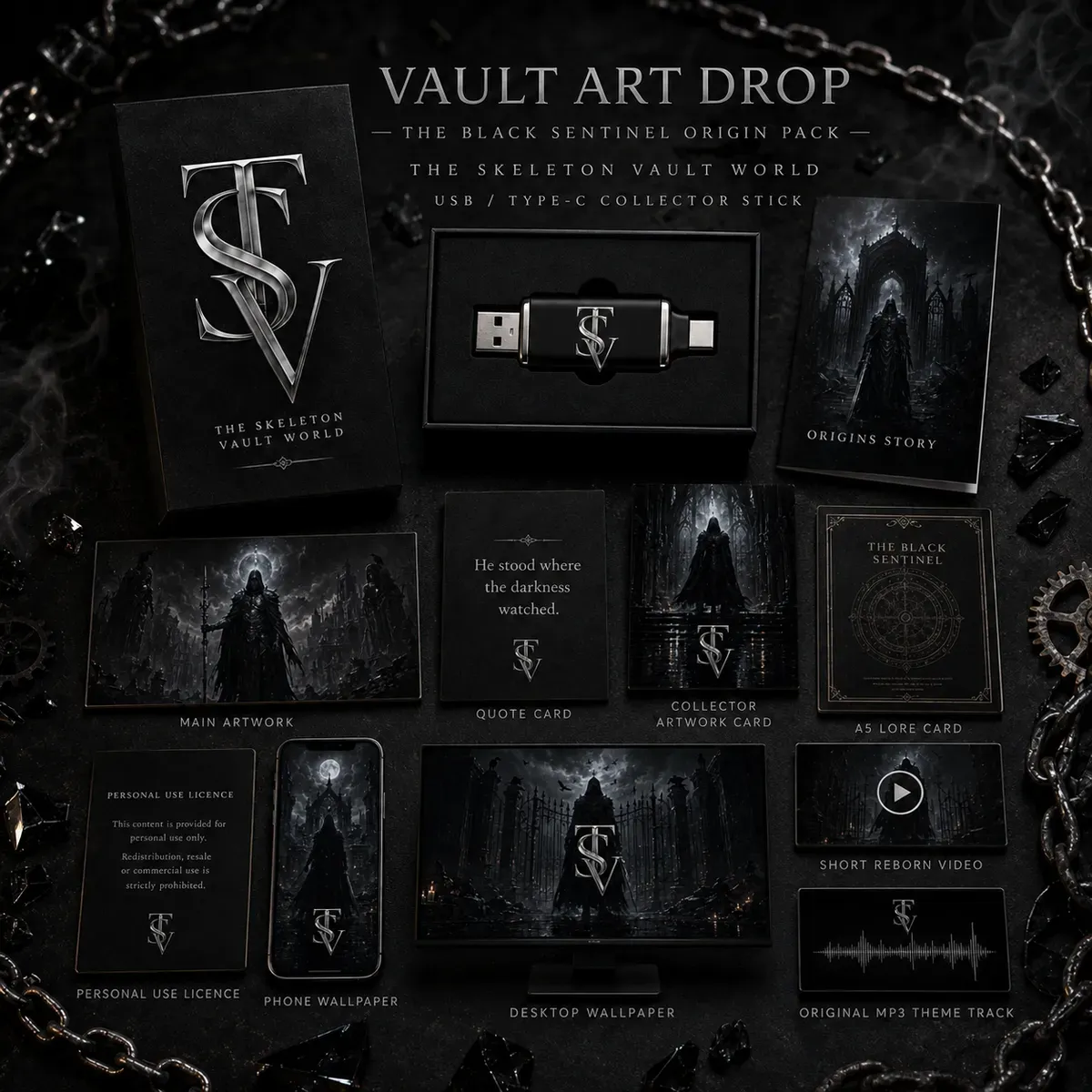 The Black Sentinel Origin Pack | Vault Art Drop No. 001 thumbnail