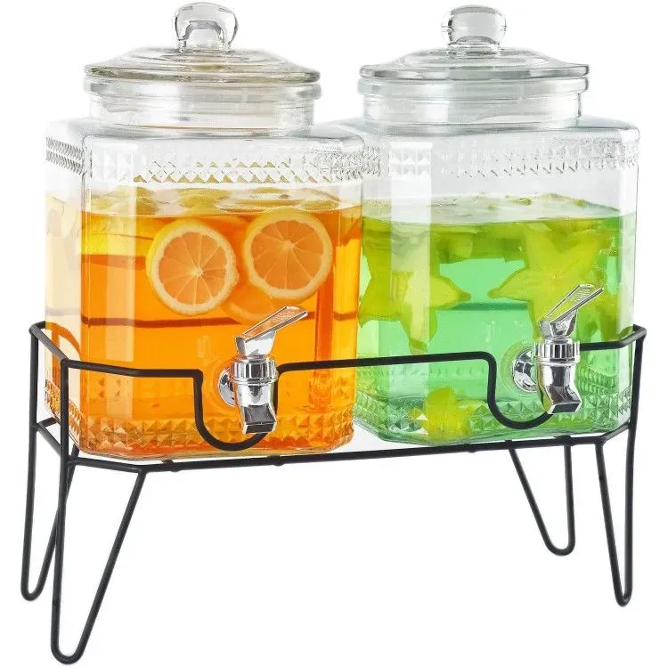 8221923982093-ffof23vc0ehw96l48dd67-Double-Glass-Juice-Dispenser-2-x-4-5-Litres-with-Stand-LT003 thumbnail image