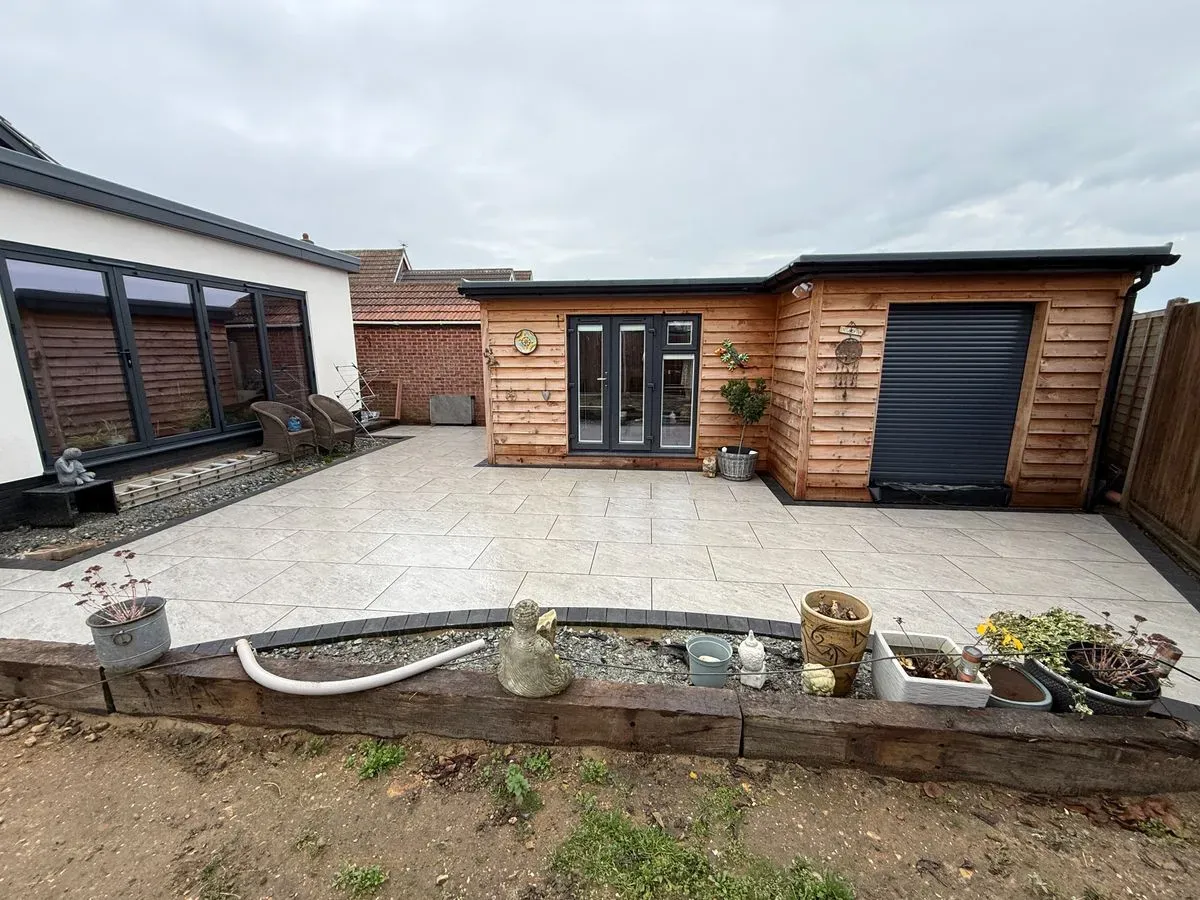 Landscaped garden with a stunning patio view in Attleborough