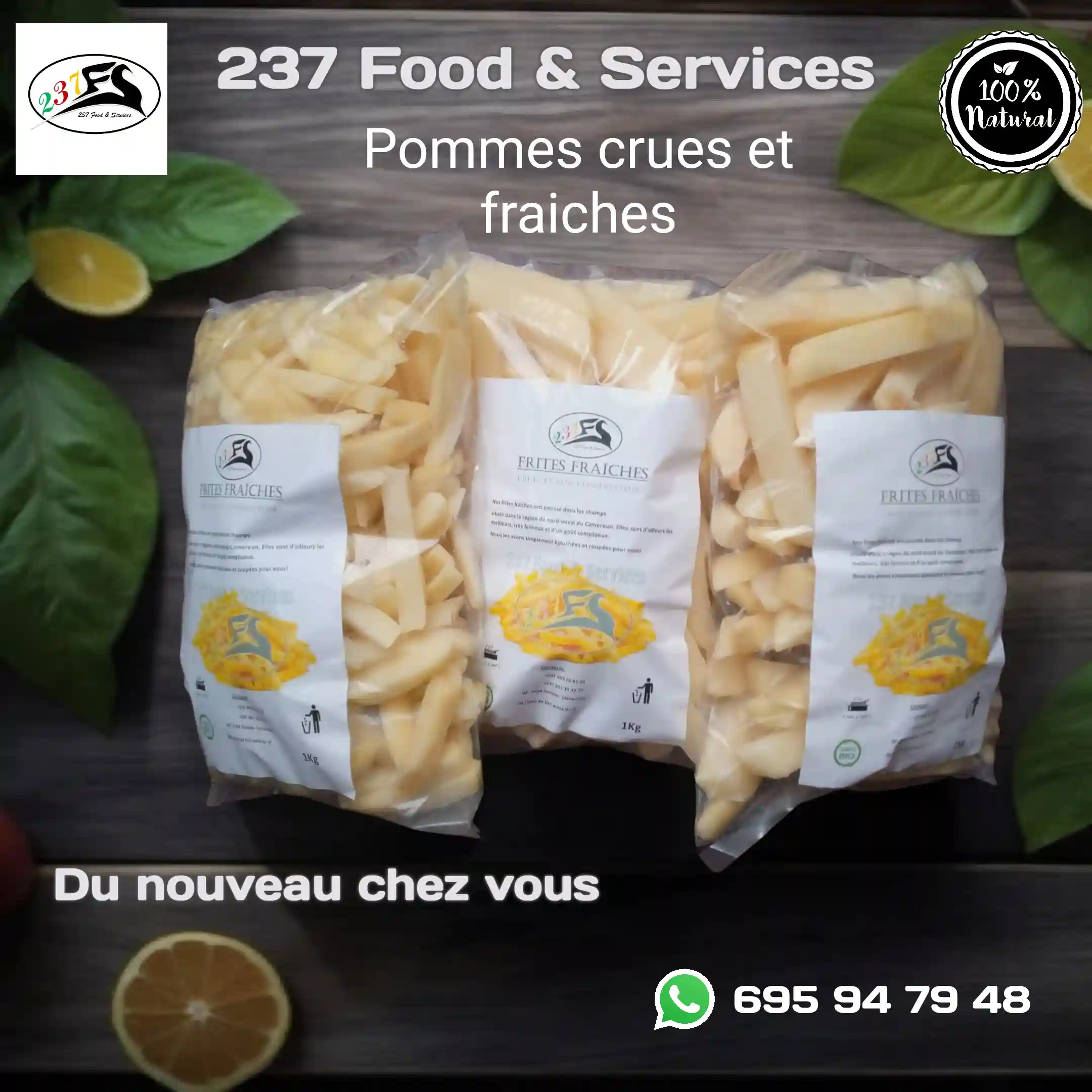 Pommes crues et découpées - Potato - Douala