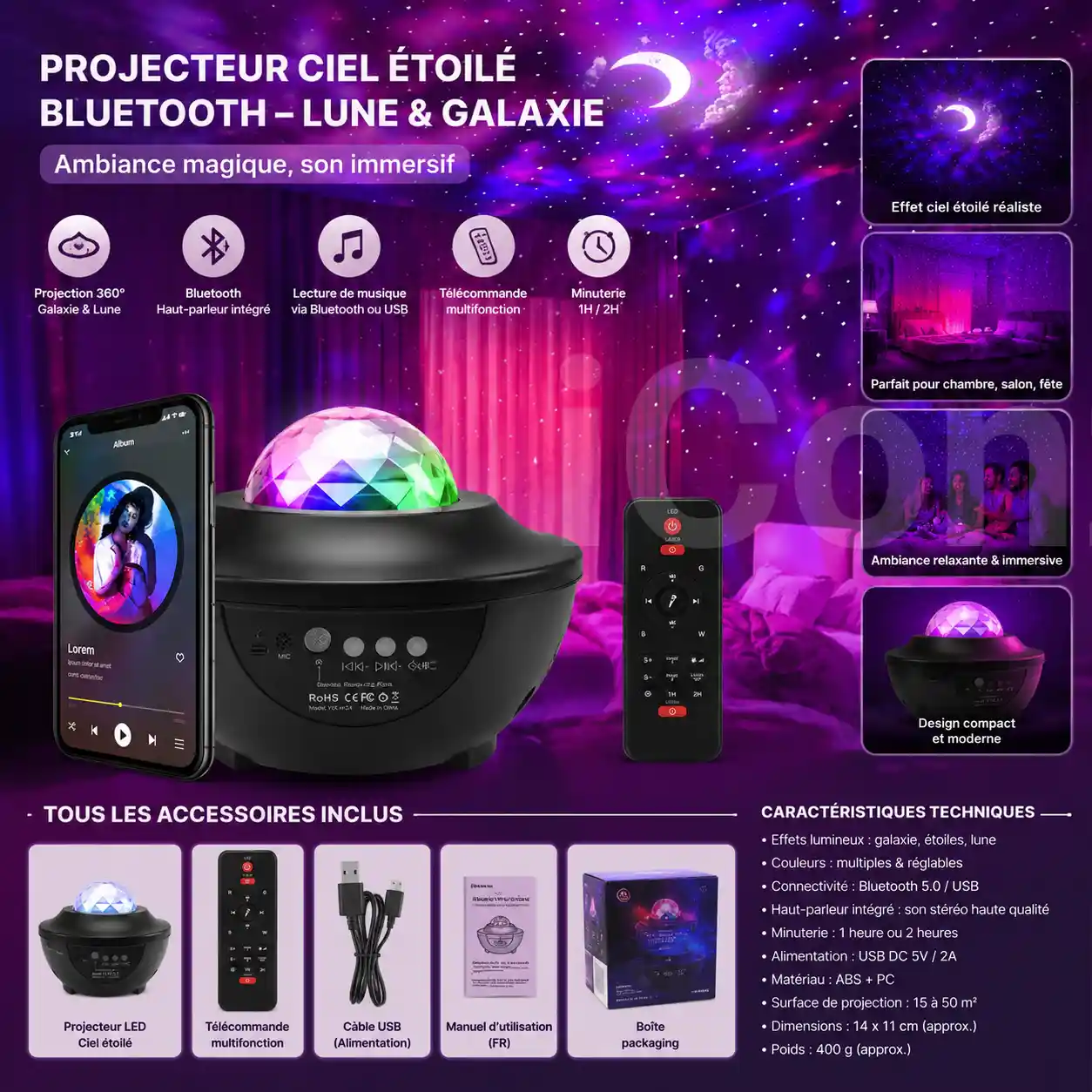 Boule Disco Projecteur Galaxie - Lighting - Douala
