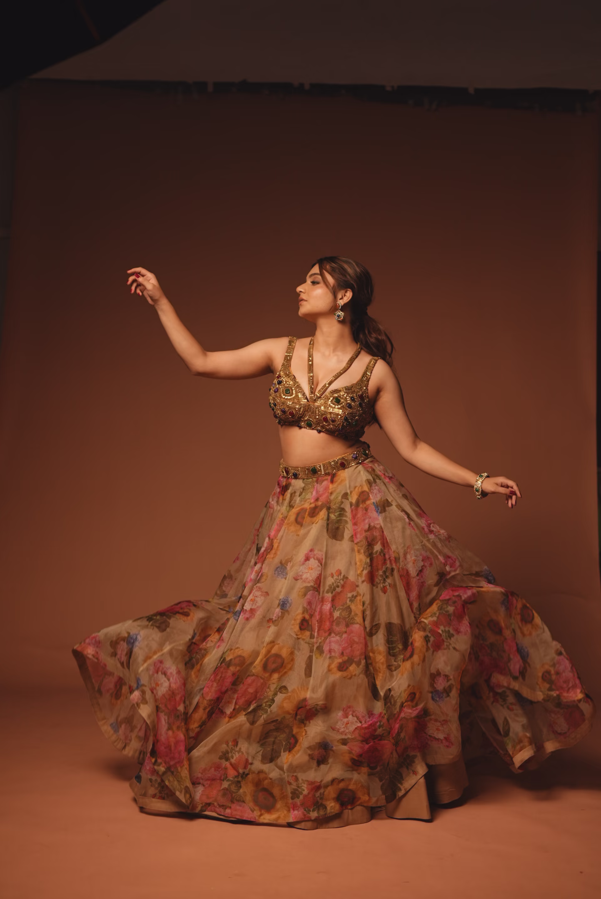 Floral Printed Lehenga with Embellished Blouse