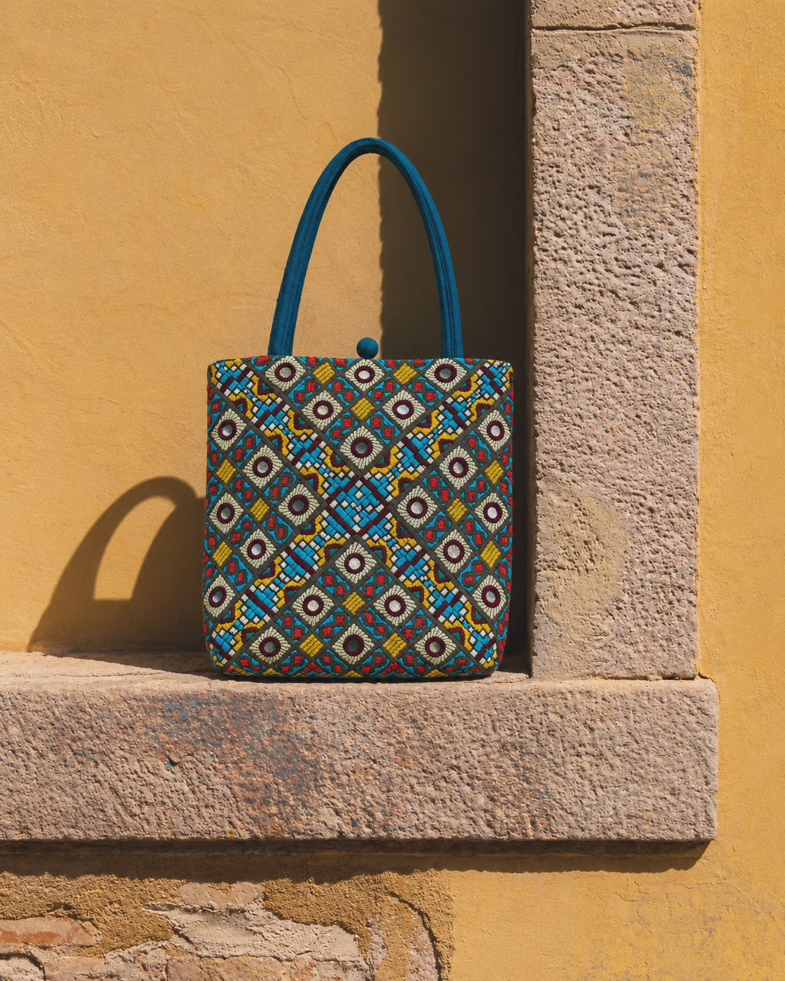 Multicolour Embroidered Fabric Tote Bag
