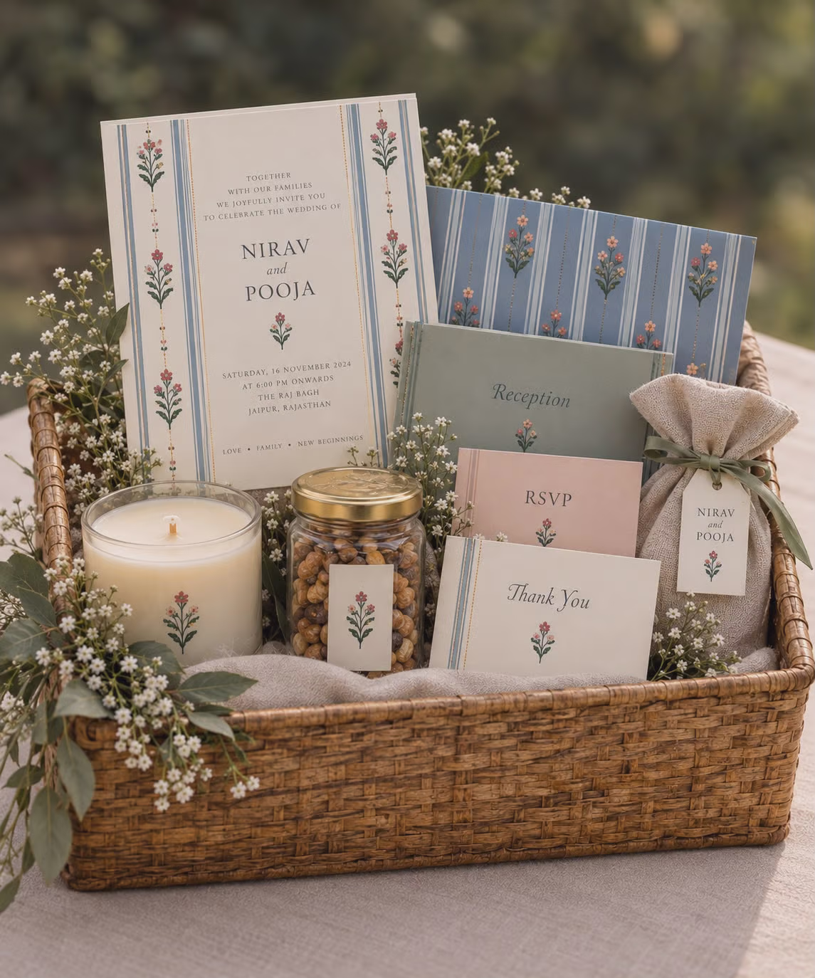Wedding Invitation Hamper with minimal design