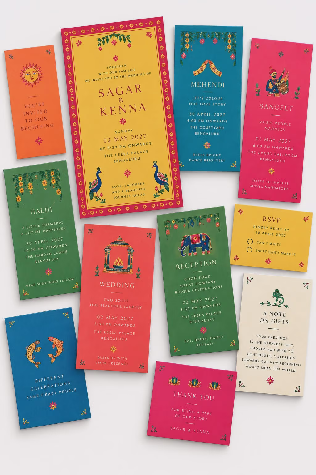 Vibrant Wedding Invitation Card Set