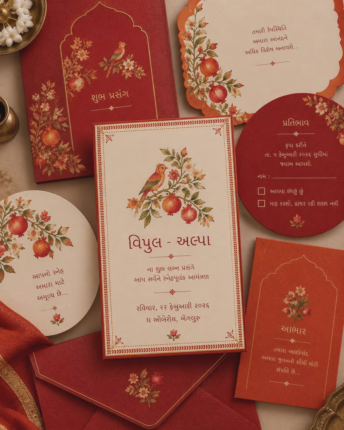 Floral Wedding Invitation Card Set