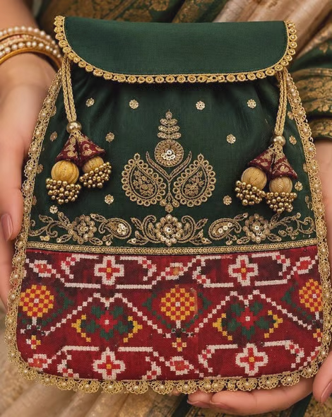 Embroidered Real Patola Potli Bag
