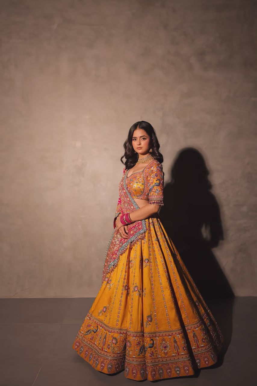Yellow Embroidered Lehenga Choli